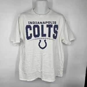 NFL Indianapolis Colts T-Shirt Mens XL White Blue Graphic Tee Football Fan Gear